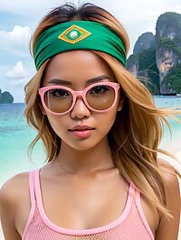 A seductive Indonesian beauty on the Phi Phi Islands sports a sultry style